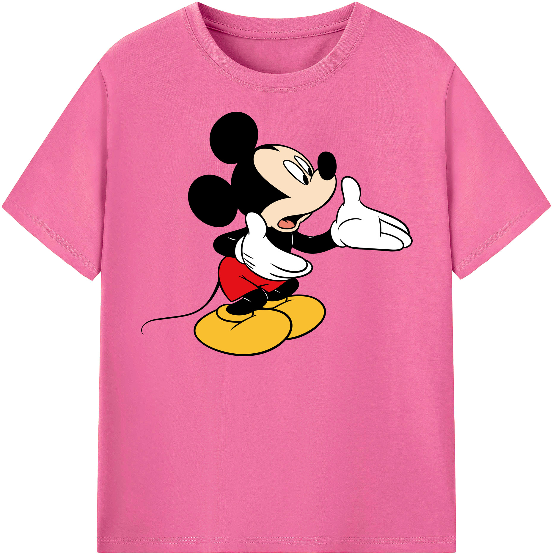 （画像用） ミッキーマウス Mickey Mouse レディースカジュアルプリントTシャツ（綿100％）